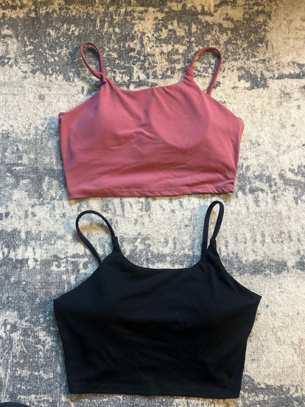 2 Cropped Tank Top/sports bra- Dusty Rose and Black